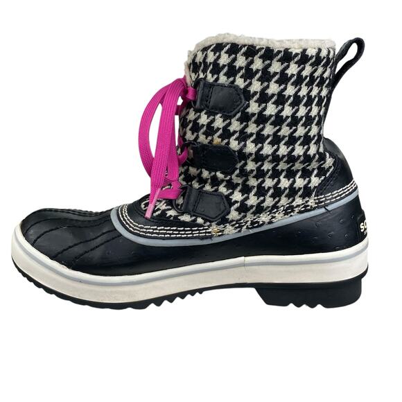 Sorel Women’s Tivoli Black Houndstooth Lace Up Winter Boots Size US 6.5 - Picture 2 of 11